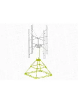 Ecorote wind mast with flat roof structure with ballasts