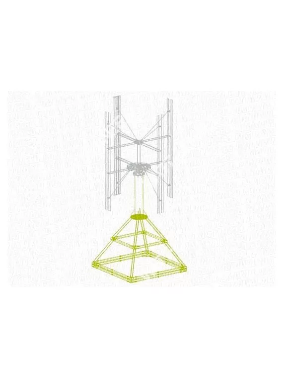 Ecorote wind mast with flat roof structure with ballasts