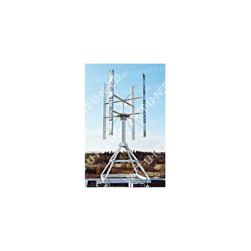 Mât eolienne Ecorote avec structure pour toit plat  avec balaste