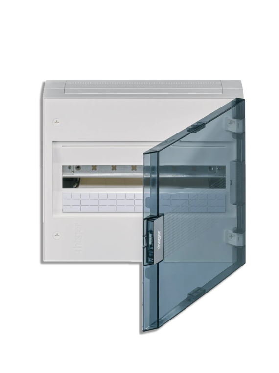 Coffret Hager VEGA 1R 18 modules (porte transparente) – Coffret-18M-Hager