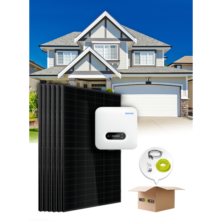Kit 6 to 10 panels, self-consumption / re-injection 3kVa Sofar without storage