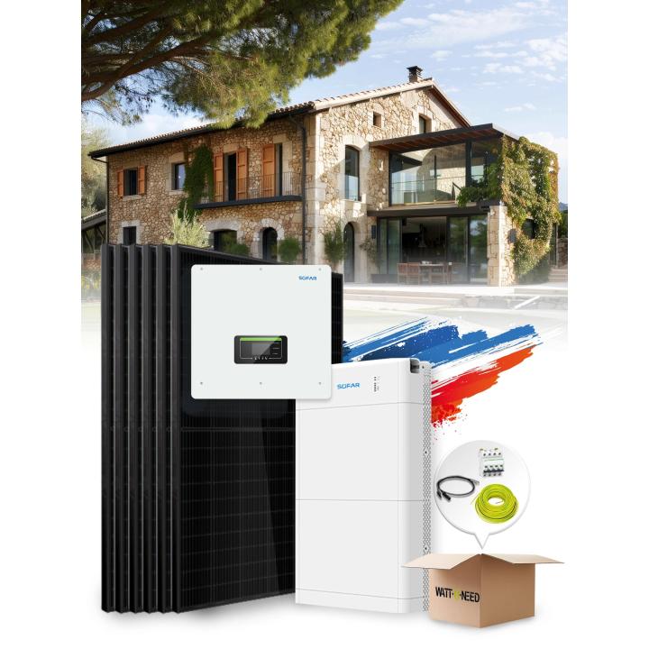Kit voor zelfverbruik / herinjectie met 25 panelen van 10 kW, opslag en installatie in Frankrijk