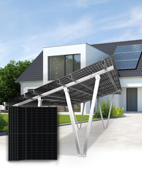 Aluminium fotovoltaïsche carport + 15 zonnepanelen 450Wp
