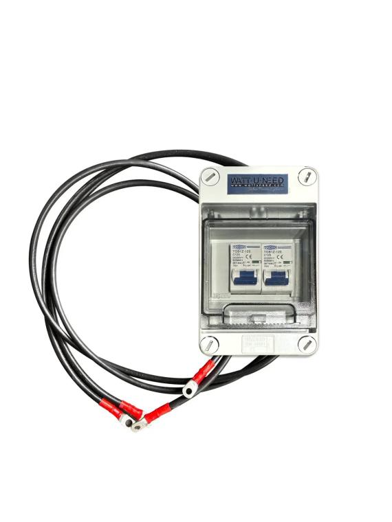 Caja de batería con fusible automático 2X 125 A CC 250 V + cables — vue 2