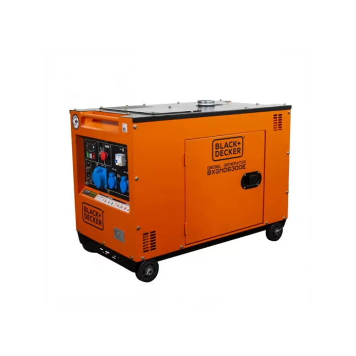 Black+Decker Dieselgenerator 6,3kVA Volledig vermogen 230V Geluiddicht BXGND6300E