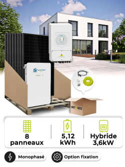 Kit Solar Autoconsumo 3,6 kWp – Mono 3,6 kW – Batería 5,12 kWh