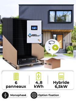 Kit Solaire Autoconsommation 2,7 kWc – Mono 6,5 kW – Batterie 4,80 kWh