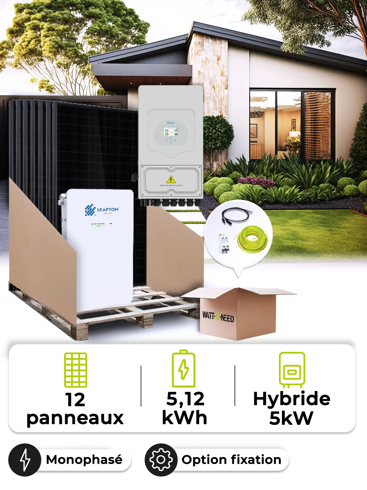 Zonne-energieset voor eigen gebruik 5,4 kWp – Mono 5 kW – Accu 5,12 kWh