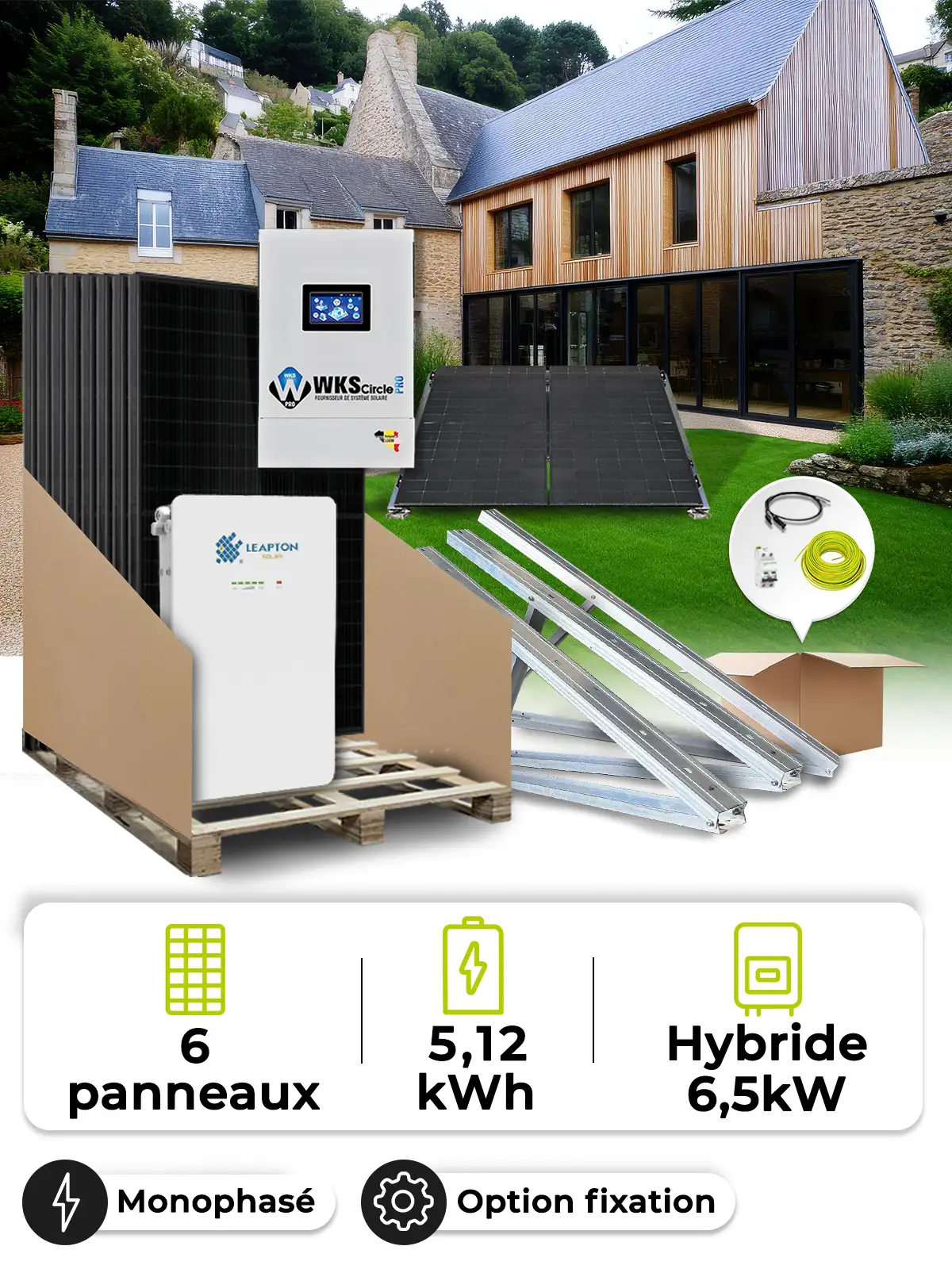 Zonne-energieset voor eigen gebruik 2,7 kWp – Mono 6,5 kW – Accu 5,12 kWh