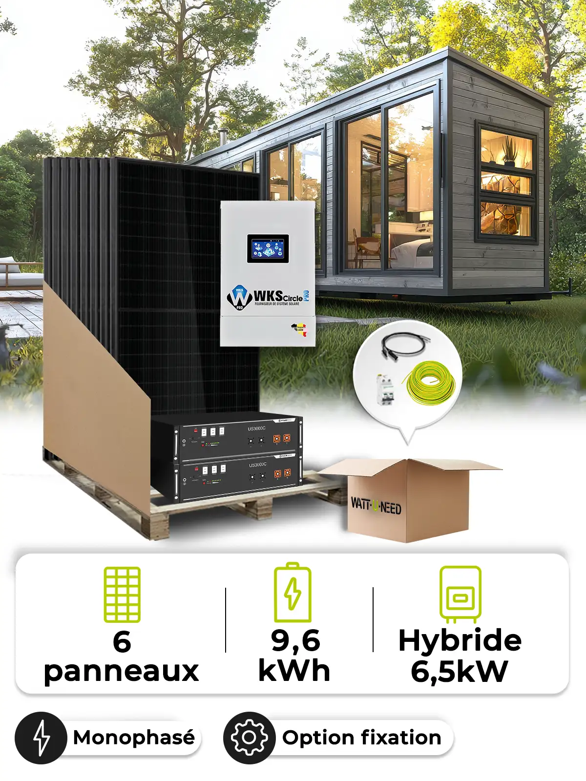Kit Solaire Tiny House 2,7 kWc – Mono 6,5 kW – Batterie 4,80 kWh
