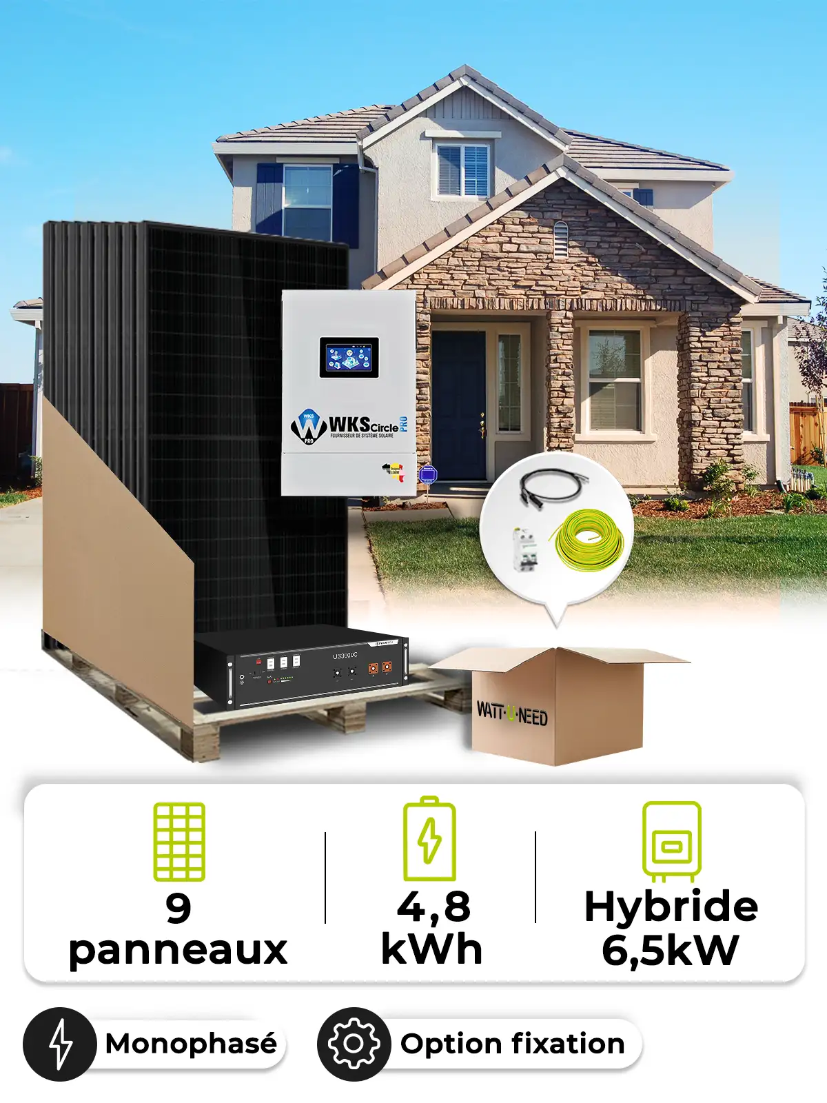 Zonne-energieset voor eigen gebruik 4,1 kWp – Mono 6,5 kW – Accu 4,80 kWh