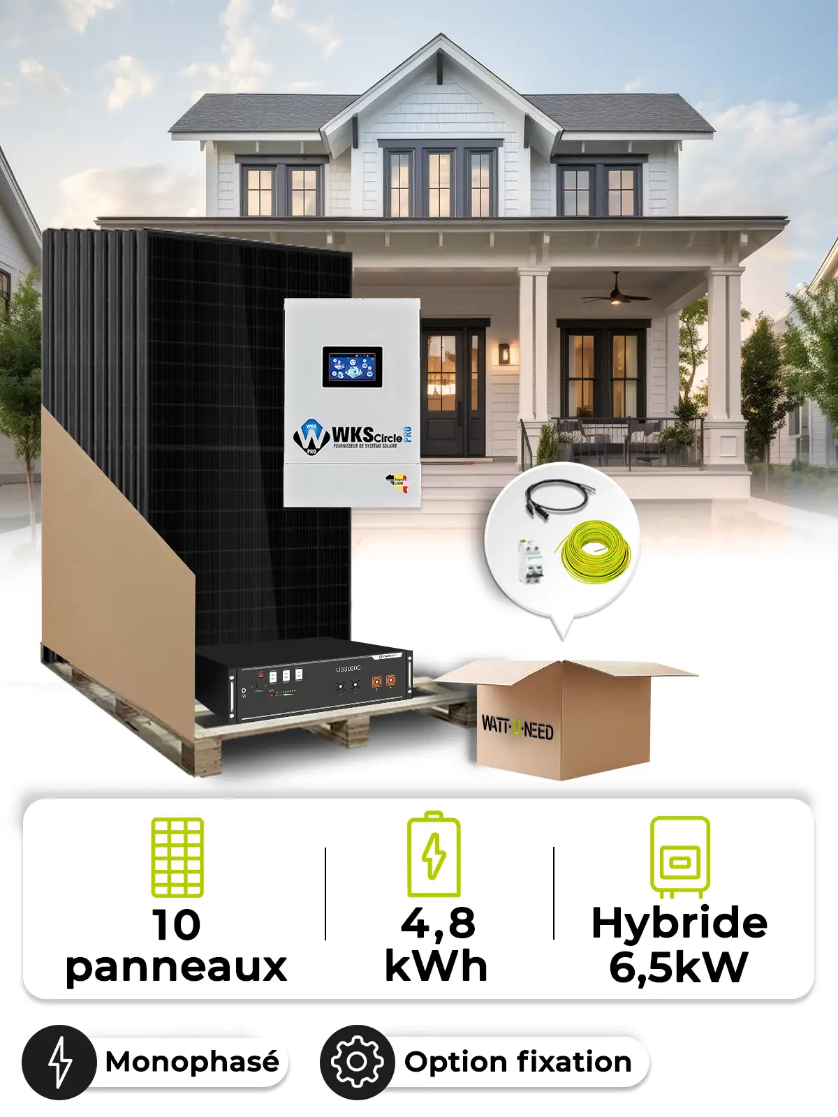 Kit Solaire Autoconsommation 4,5 kWc – Mono 6,5 kW – Batterie 4,80 kWh