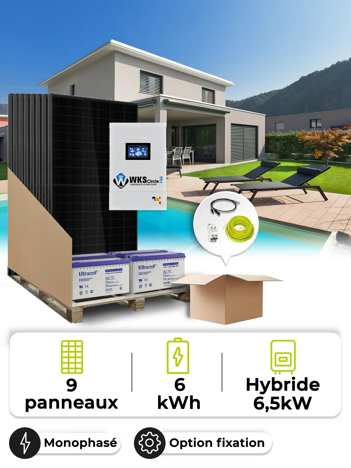 Solar Kit Self-Consumption 4.1 kWp – Mono 6.5 kW – Lead Battery