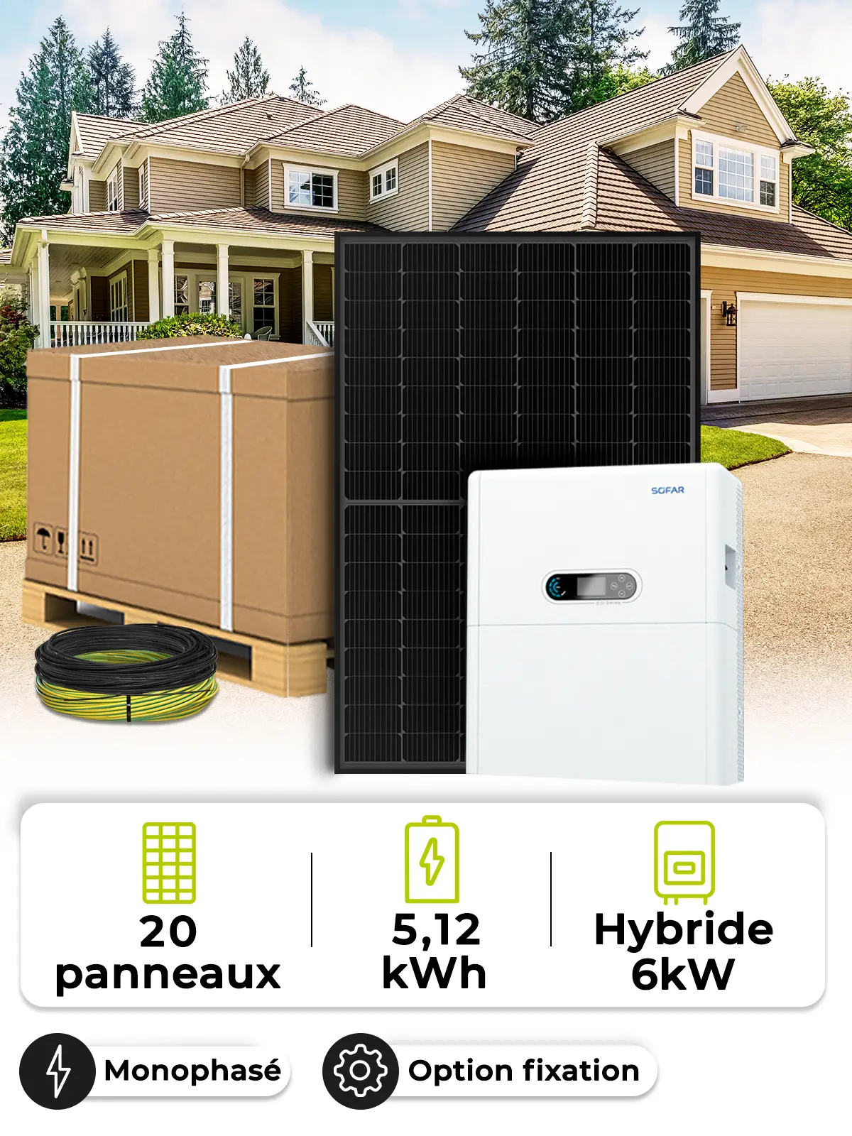 Solar-Kit Eigenverbrauch 9,0 kWp – Mono 6 kW – Batterie 5,12 kWh