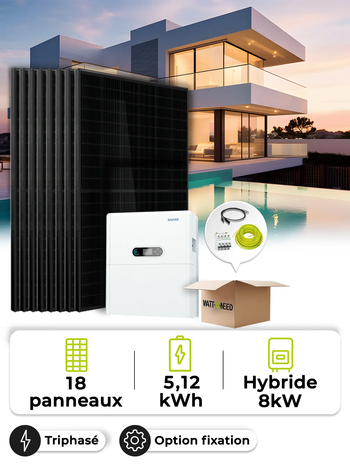 Solar-Kit Eigenverbrauch 8,1 kWp – Tri 8 kW – Batterie 5,12 kWh