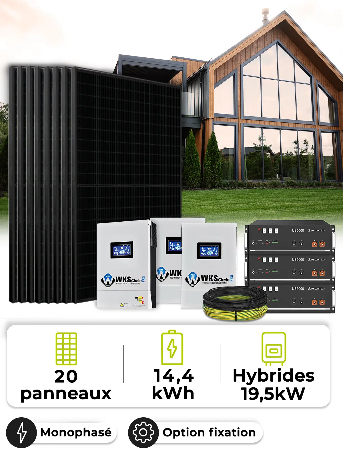 Zonnepaneel Kit Off-Grid 13,5 kWp – Mono 15 kW – Batterij 4,80 kWh