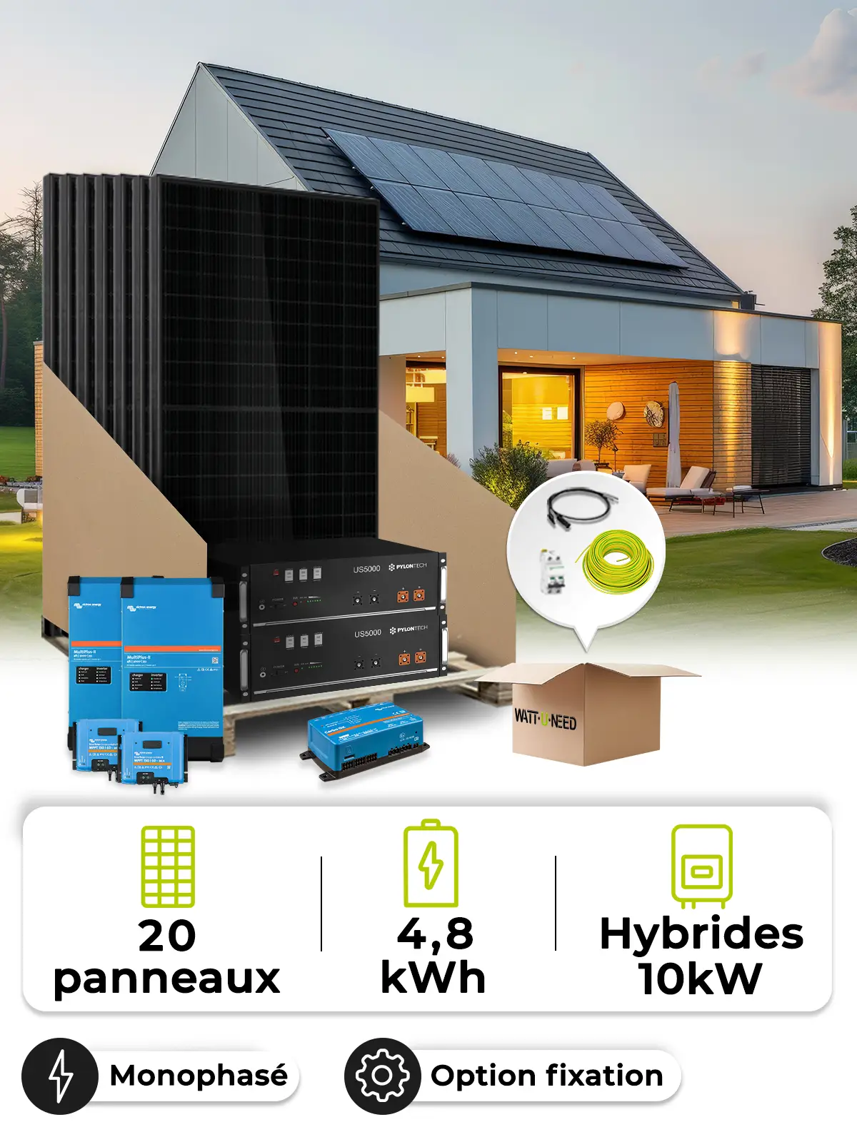 Solar Kit Off-Grid 9.0 kWp – Mono 10 kW – Battery 4.80 kWh – Victron