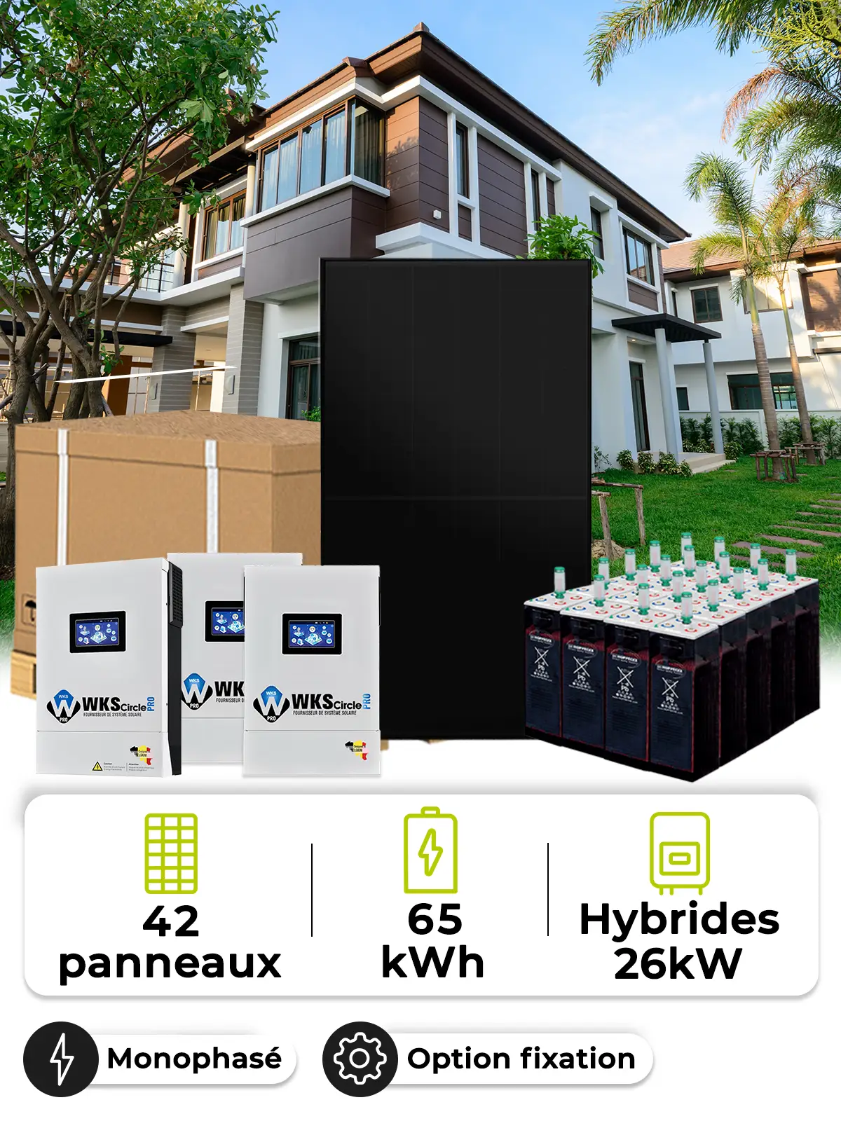 Solar-Kit Eigenverbrauch 18,9 kWp – Mono 20 kW – OPzS Batterie 65 kWh