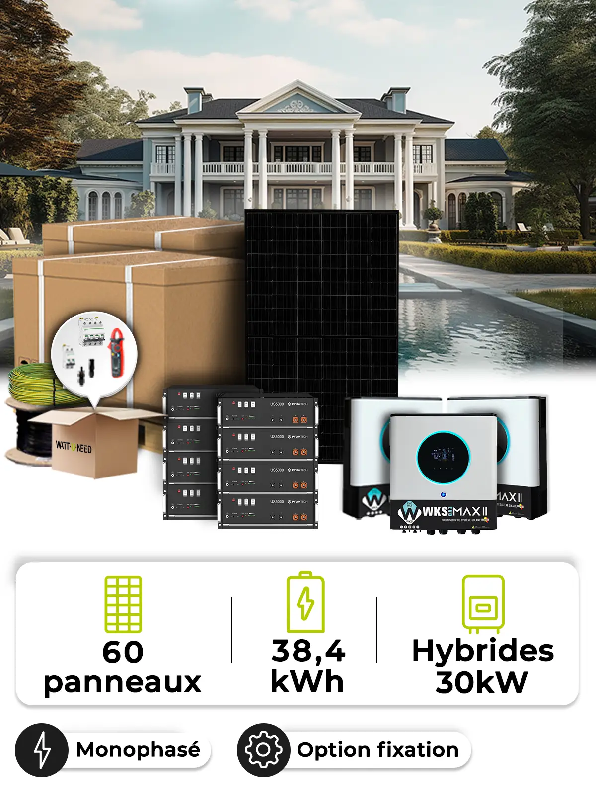 Solar-Kit Inselanlage 27,0 kWp – Mono 30 kW – Batterie 4,80 kWh