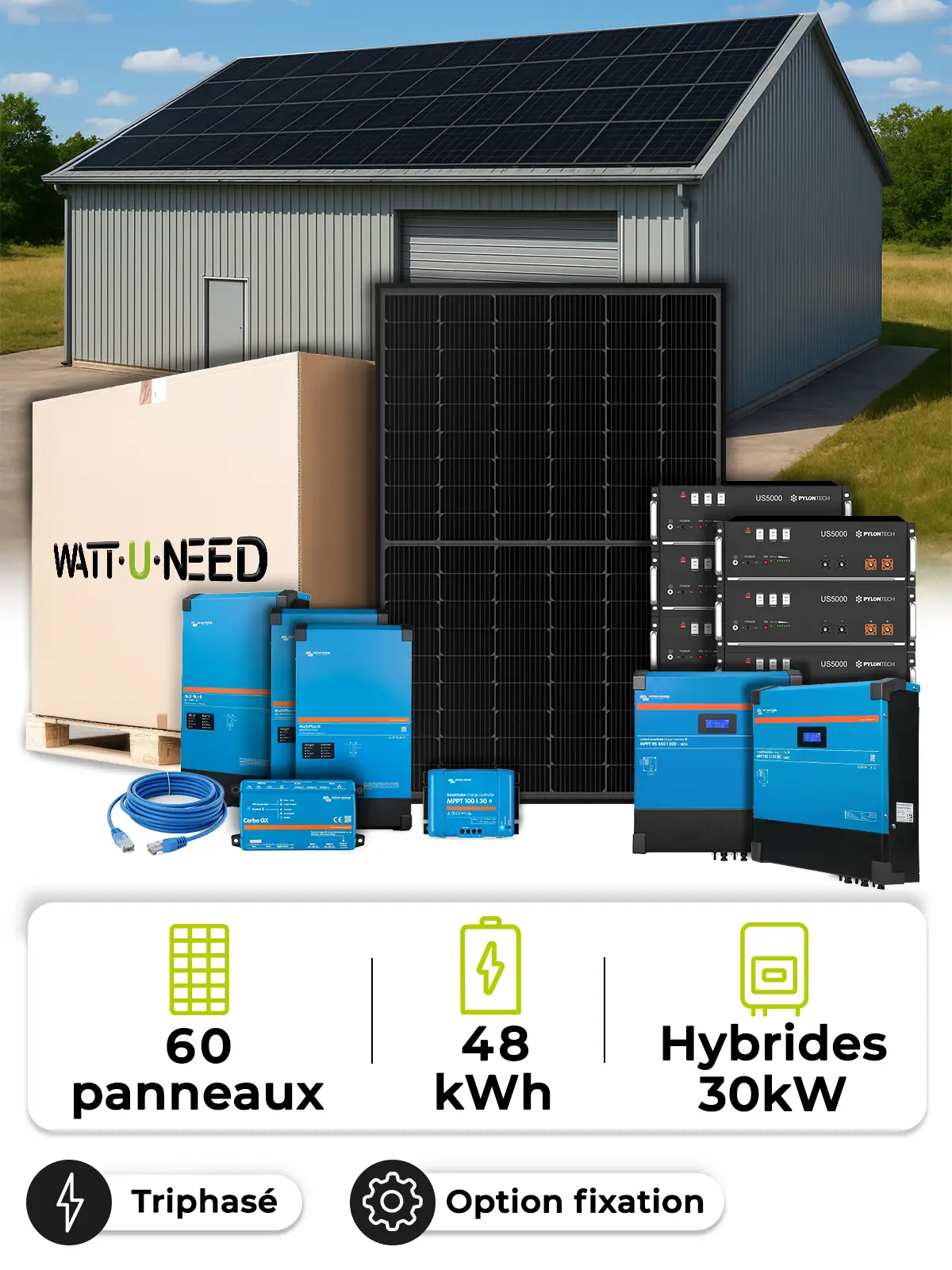 Solar-Kit Inselanlage 27,0 kWp – Mono 30 kW – Batterie 4,80 kWh – Victron