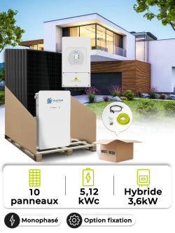 Zonne-energieset voor eigen gebruik 4,5 kWp – Mono 3,6 kW – Accu 5,12 kWh