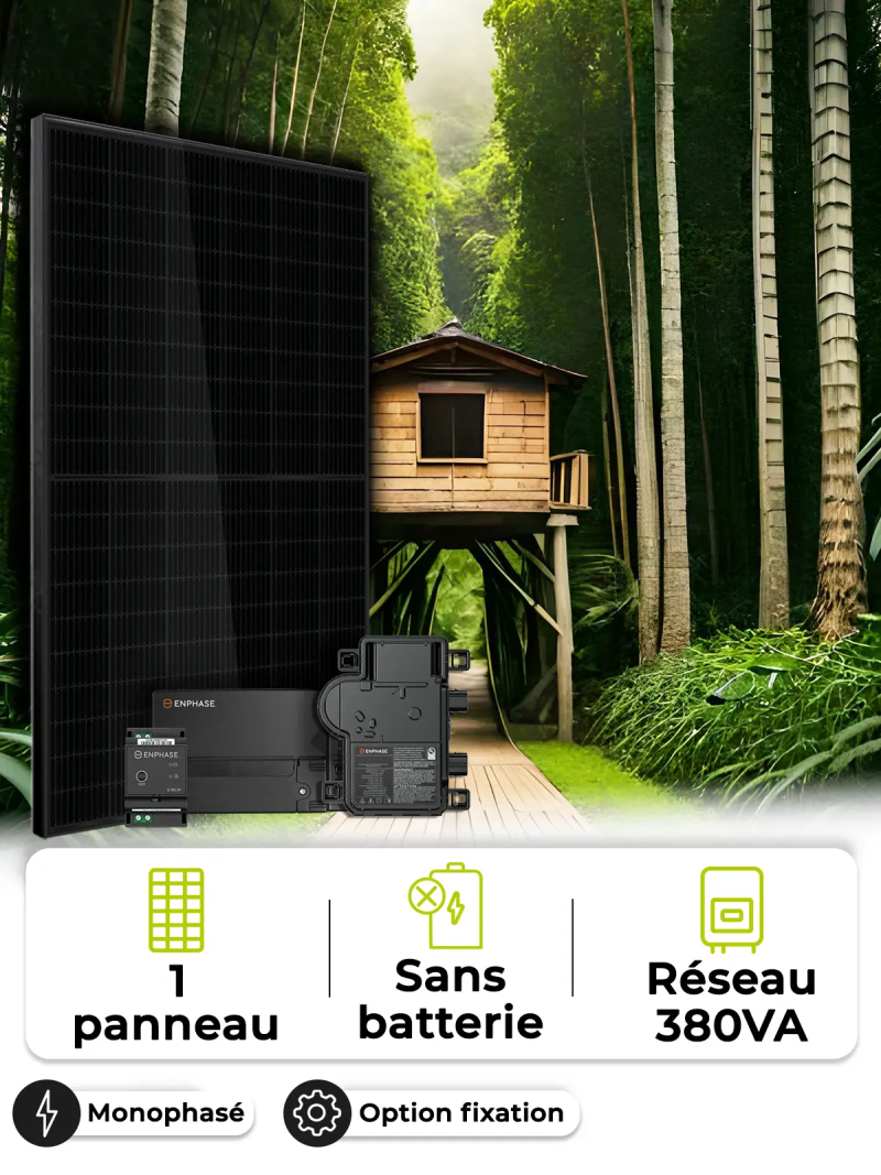 0.33 kWp Solar Kit for Self-Consumption / Grid Feed-in – Mono 380 VA – without storage