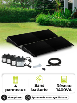 Zonne-energieset voor eigen gebruik / teruglevering 1,8 kWp – Mono 1,4 kVA – zonder opslag – BluBase Connect