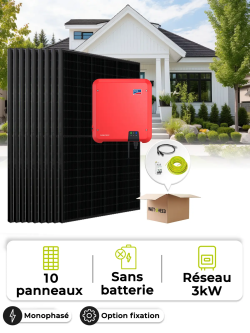 Kit Solaire Autoconsommation / Réinjection 4,5 kWc – Mono 3 kW – sans stockage