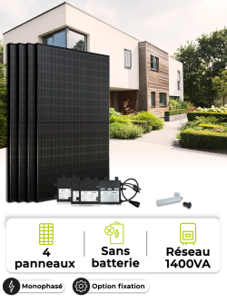Kit Solaire Autoconsommation / Réinjection 1,8 kWc – Mono 1,4 kVA – sans stockage