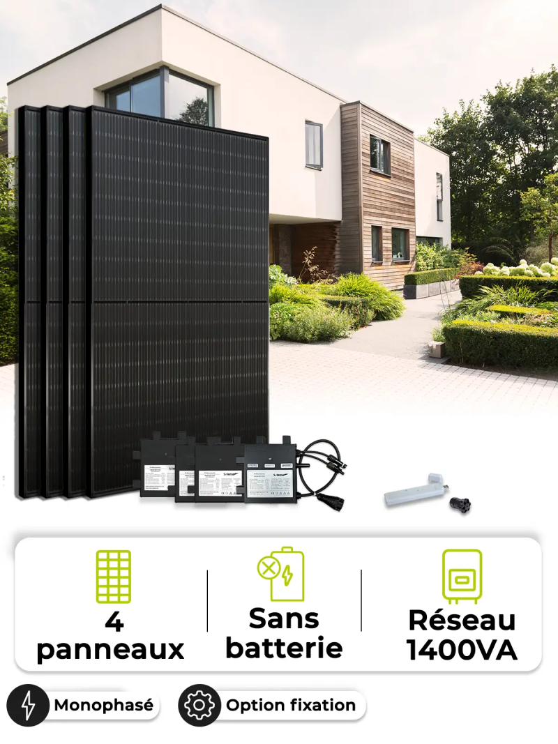 Zonne-energieset voor eigen verbruik / teruglevering 1,8 kWp – Mono 1,4 kVA – zonder opslag