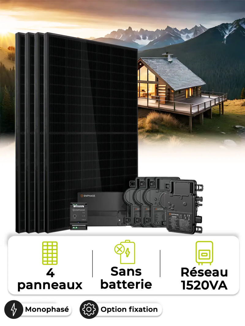 Kit solar para autoconsumo/reinyección 1,8 kWp – Mono 1,52 kVA – sin almacenamiento