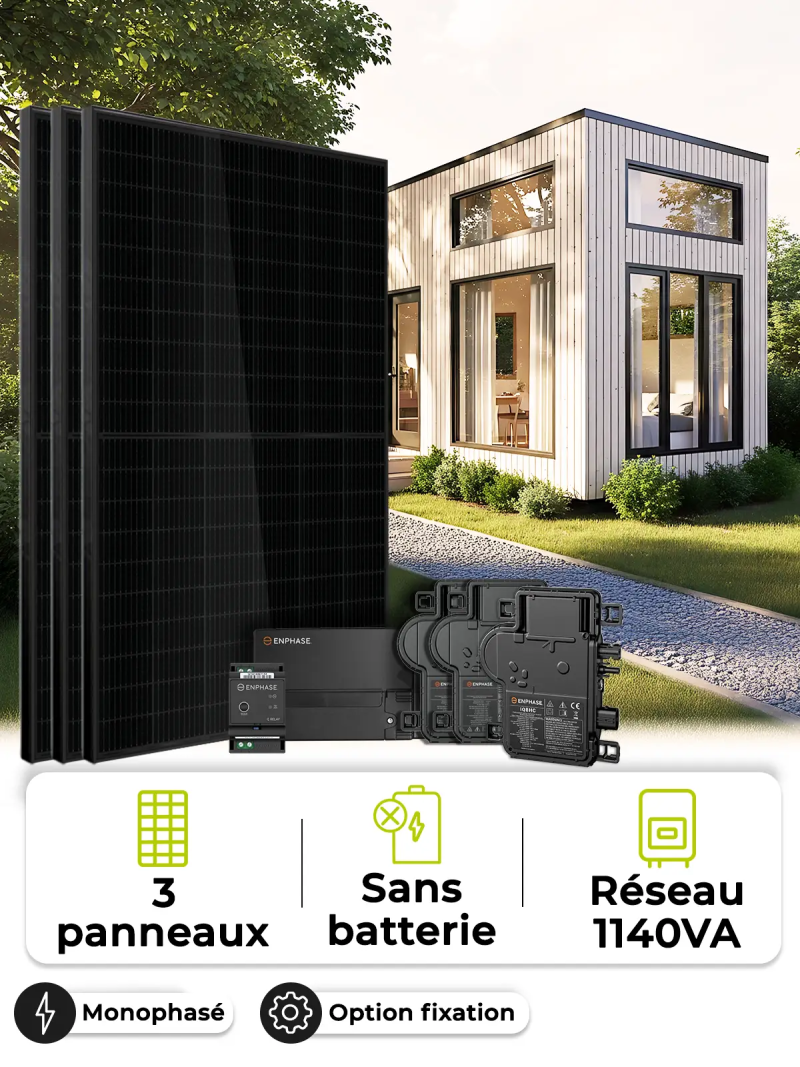 Kit solar para autoconsumo/reinyección 1,35 kWp – Mono 1,14 kVA – sin almacenamiento