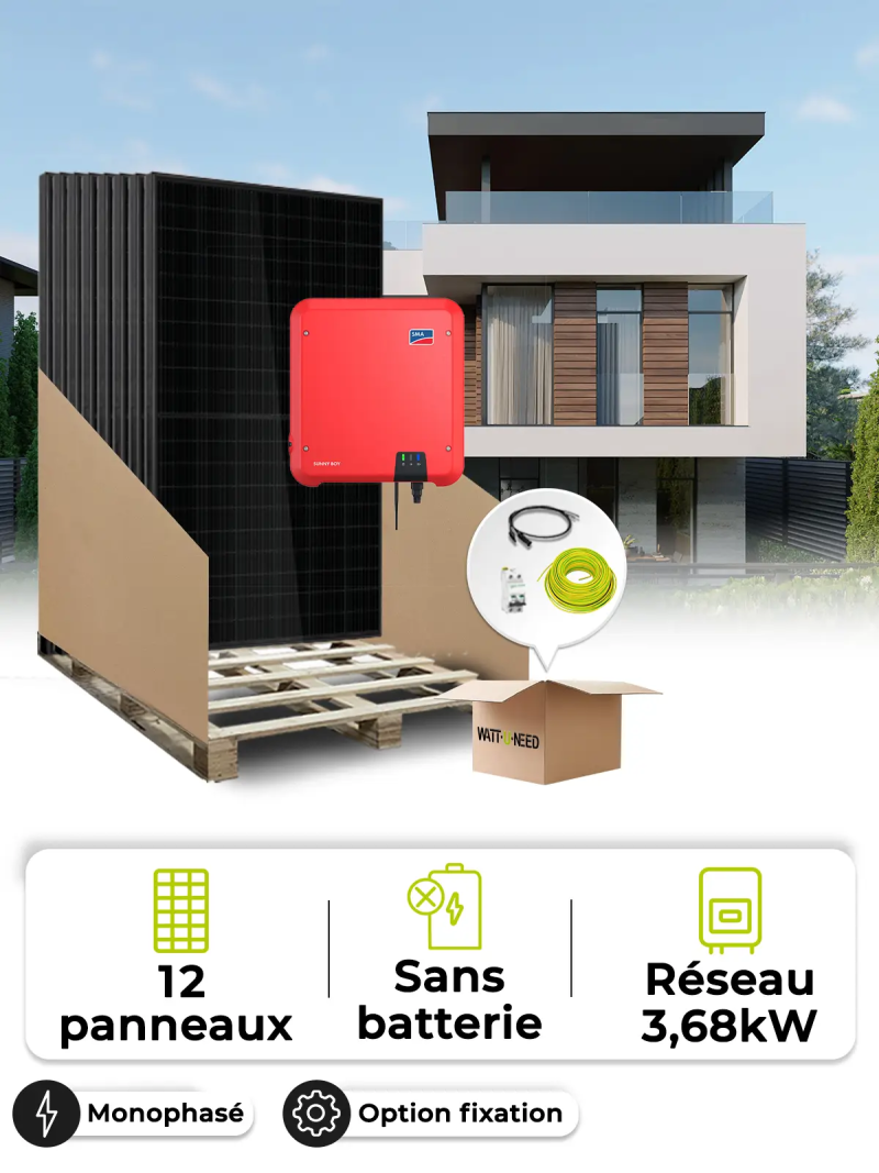 Zonne-energieset voor eigen gebruik / teruglevering 5,4 kWp – Mono 3,0 kVA – zonder opslag