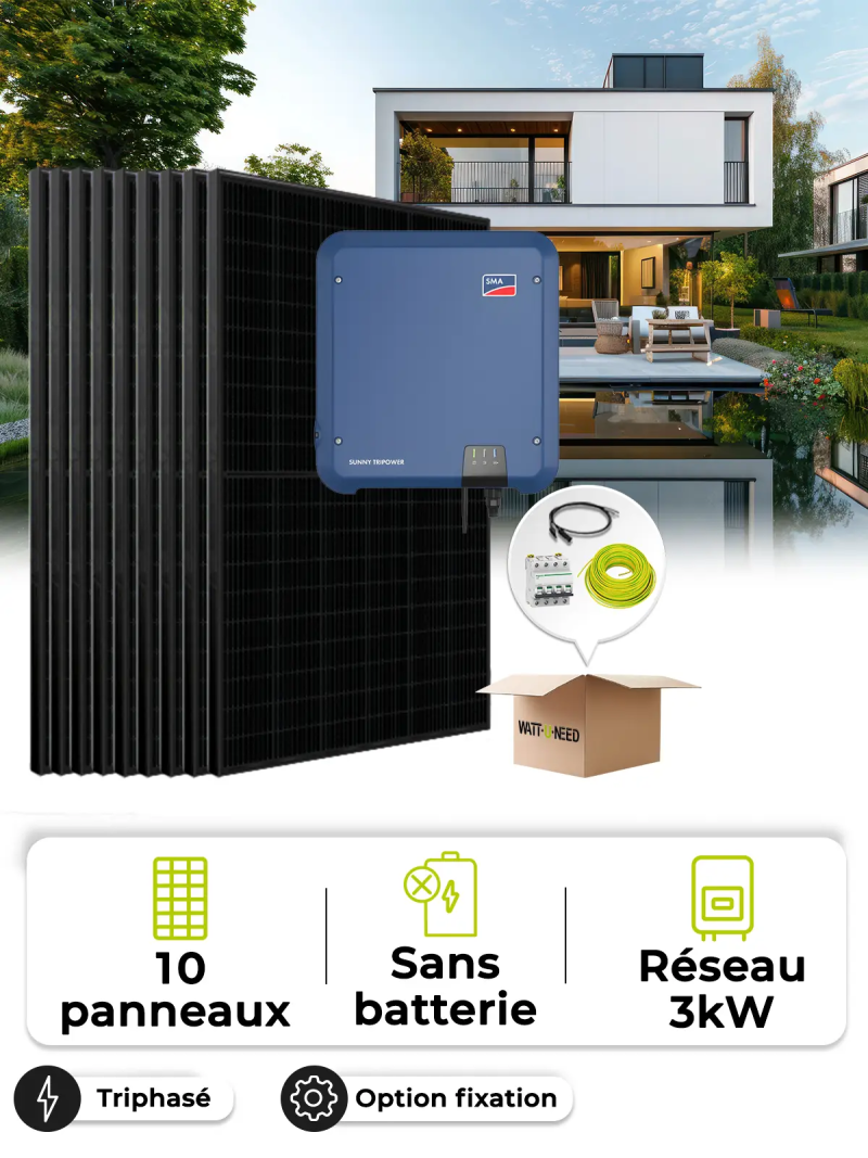 Zonne-energieset voor eigen gebruik / teruglevering 4,5 kWp – Tri 3,0 kVA – zonder opslag