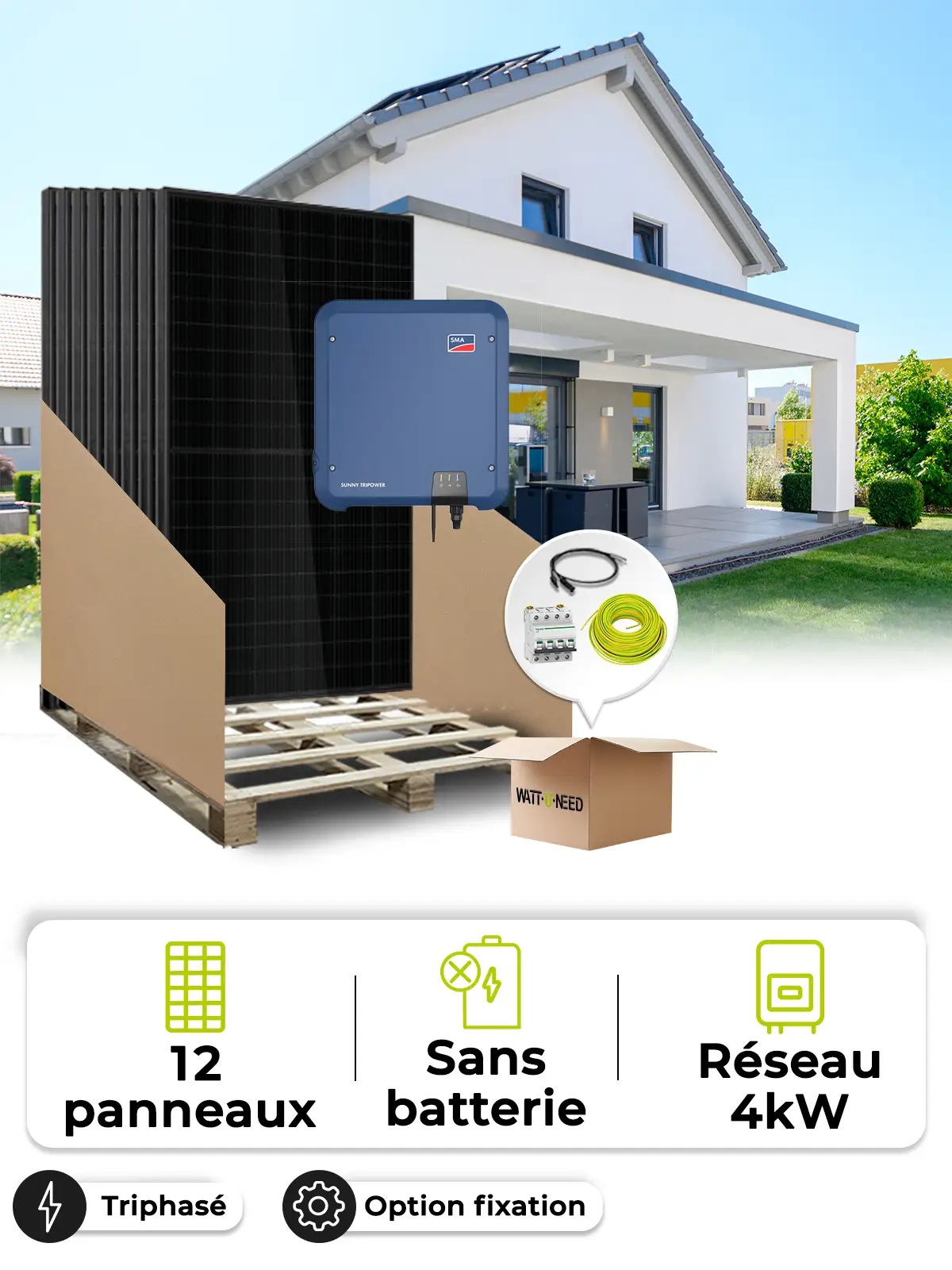 5.4 kWp Self-Consumption/Feed-in Solar Kit – Tri 4.0 kVA – without storage