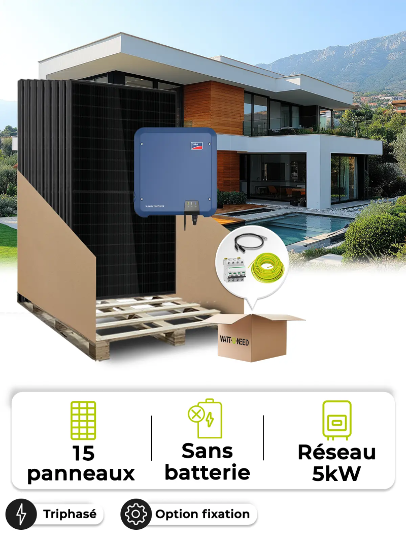 Kit solar para autoconsumo/reinyección 6,8 kWp – Tri 5,0 kVA – sin almacenamiento