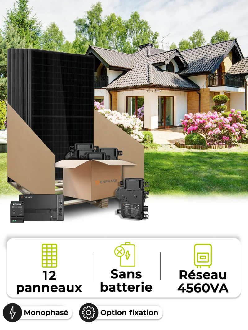 Kit Solaire Autoconsommation / Réinjection 5,4 kWc – Mono 4,56 kVA – sans stockage