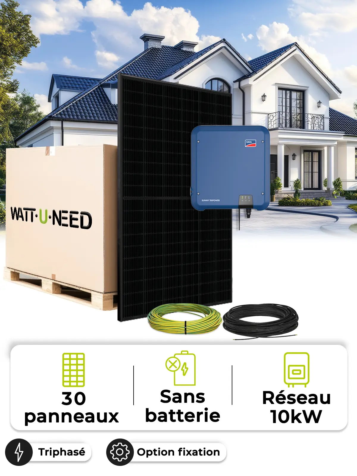 Kit Solaire Autoconsommation / Réinjection 13,5 kWc – Tri 10,0 kVA – sans stockage