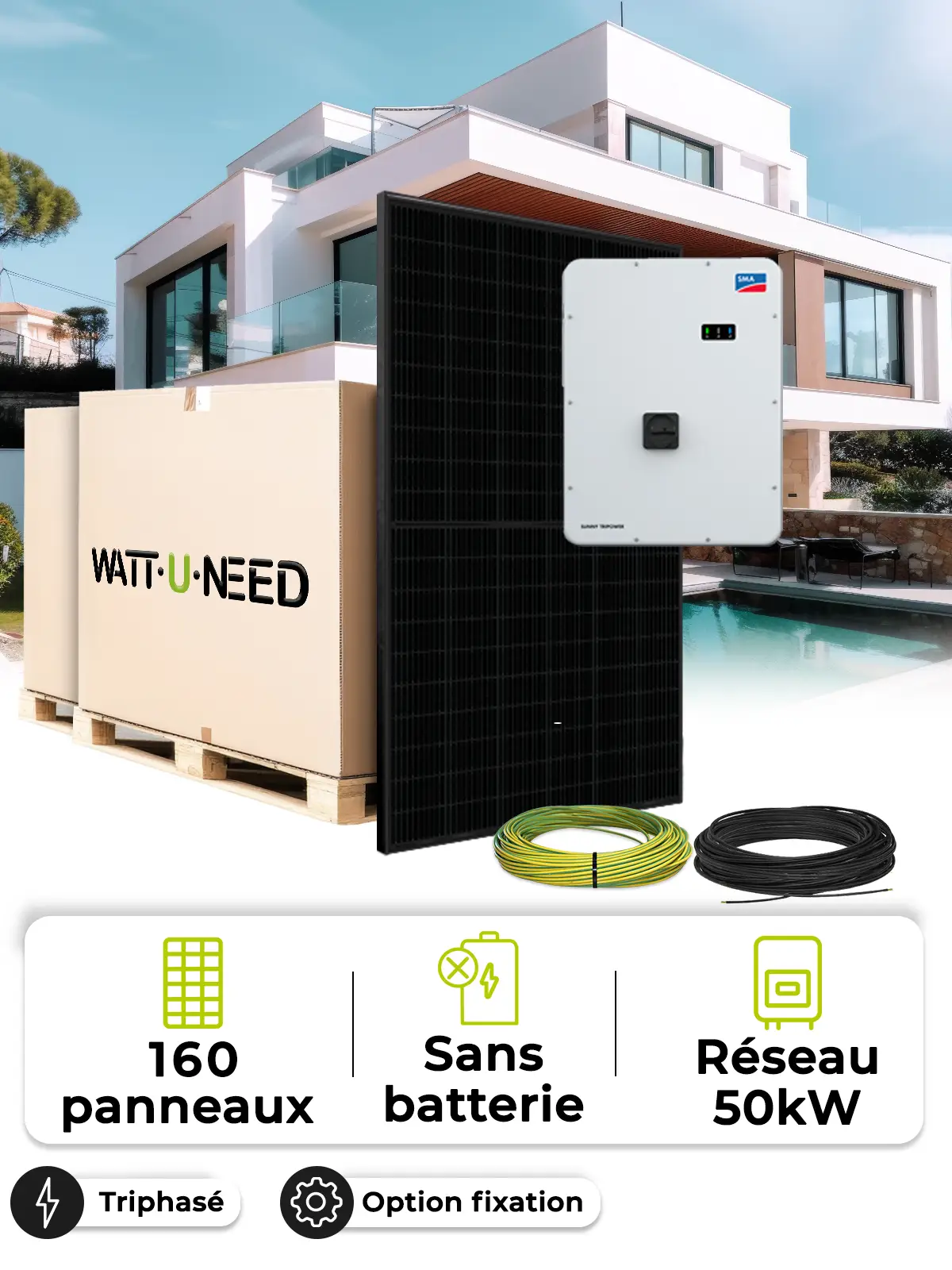 Zonne-energieset voor eigen verbruik / teruglevering 72,0 kWp – Tri 50,0 kVA – zonder opslag