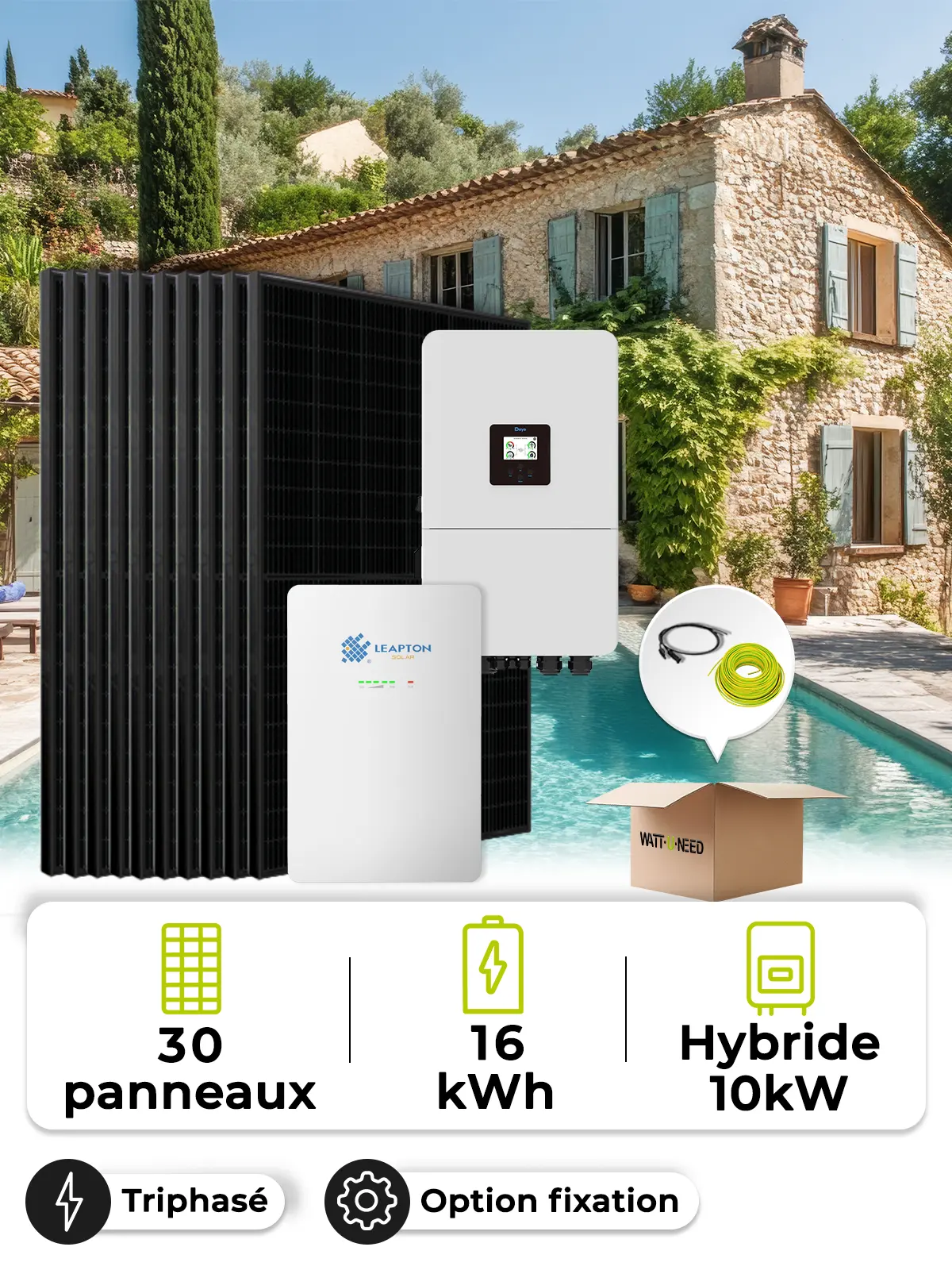 13.5 kWp Self-Consumption Solar Kit – 10 kW Inverter – 16 kWh Battery