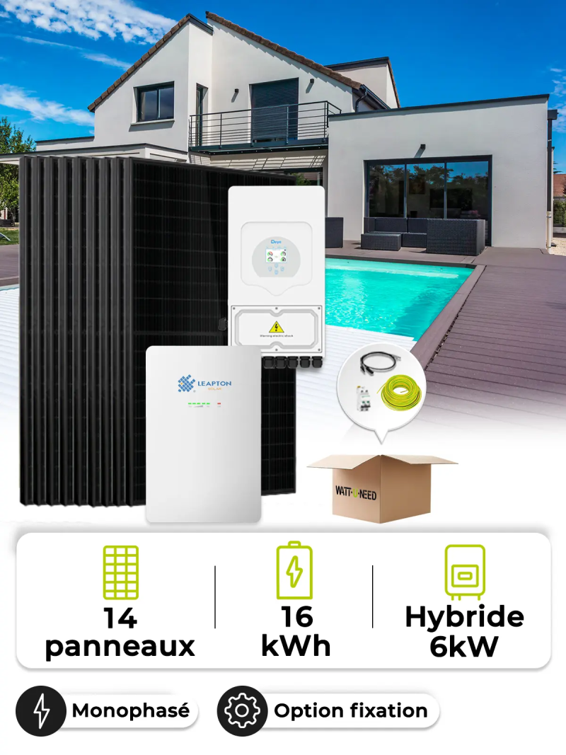 Zonne-energieset voor eigen gebruik 6,3 kWp – Mono 6 kW – Accu 16 kWh