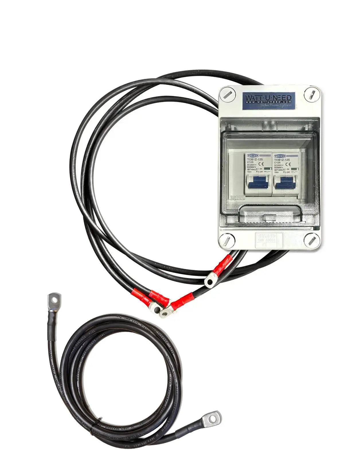 Battery box with 2 x 125A DC 250V automatic circuit breaker + cables