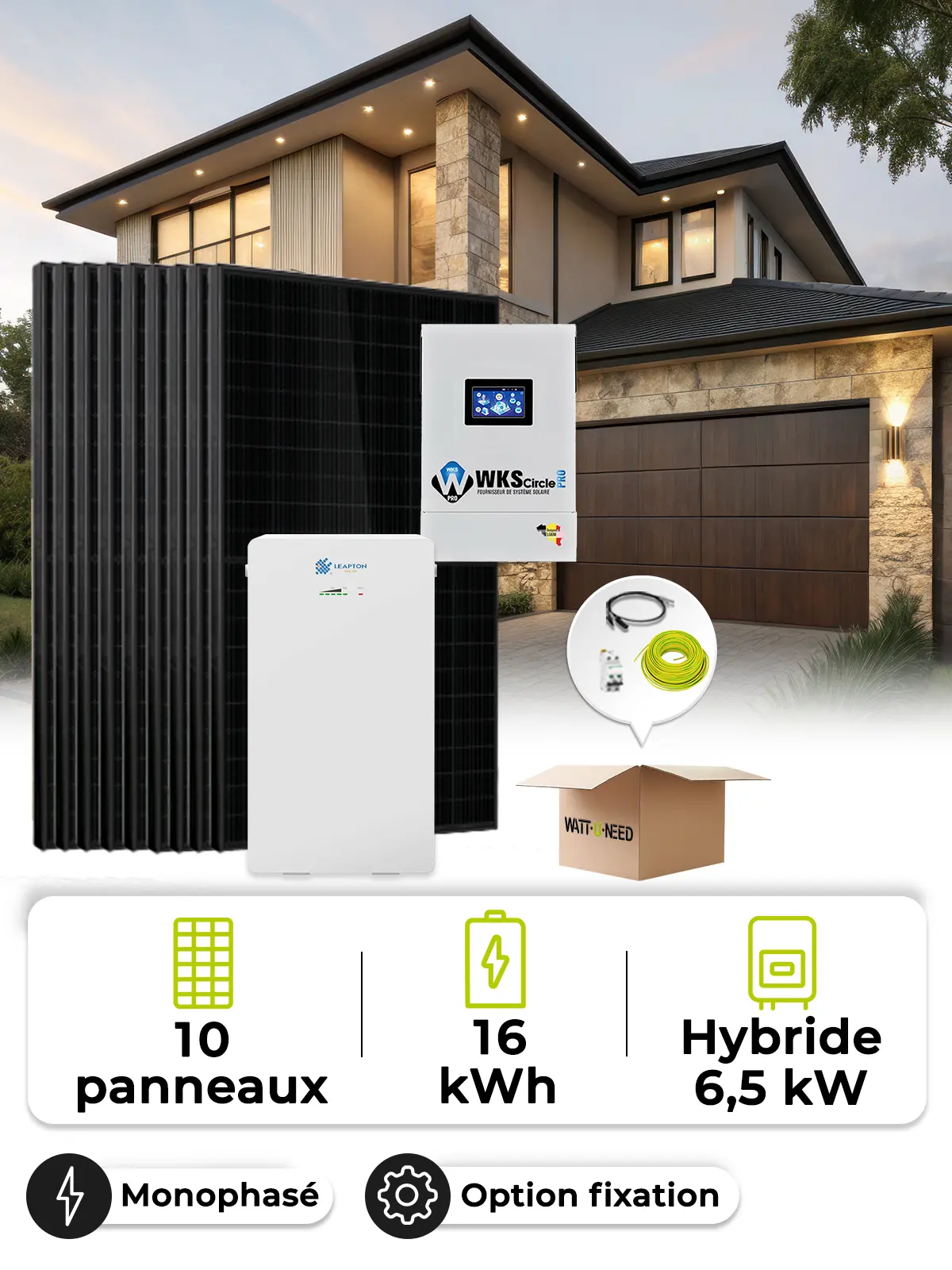 Kit solar para instalaciones aisladas de 4,5 kWp – Monocristalino de 6,5 kW – Batería de 16,0 kWh
