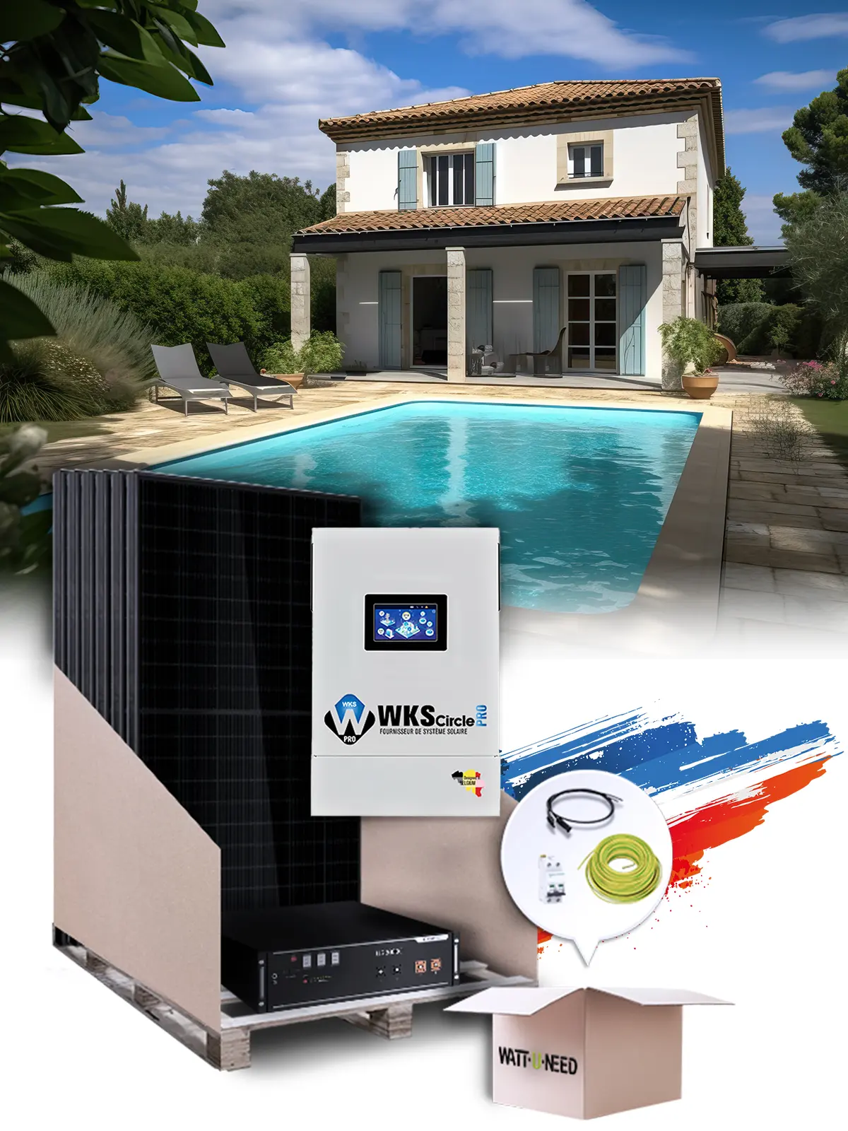 Zonnepaneel Kit Zelfverbruik 4,5 kWp – Mono 6,5 kW – Batterij 4,80 kWh – Geïnstalleerd FR