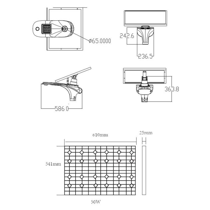Lampadaire solaire - LED autonome 15W 18V FB