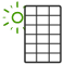 Solarmodul-Symbol mit gruener Sonne
