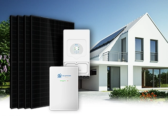 Zonnepakket met vier full black rigide zonnepanelen, een Deye hybride omvormer en een Leapton lithium batterij